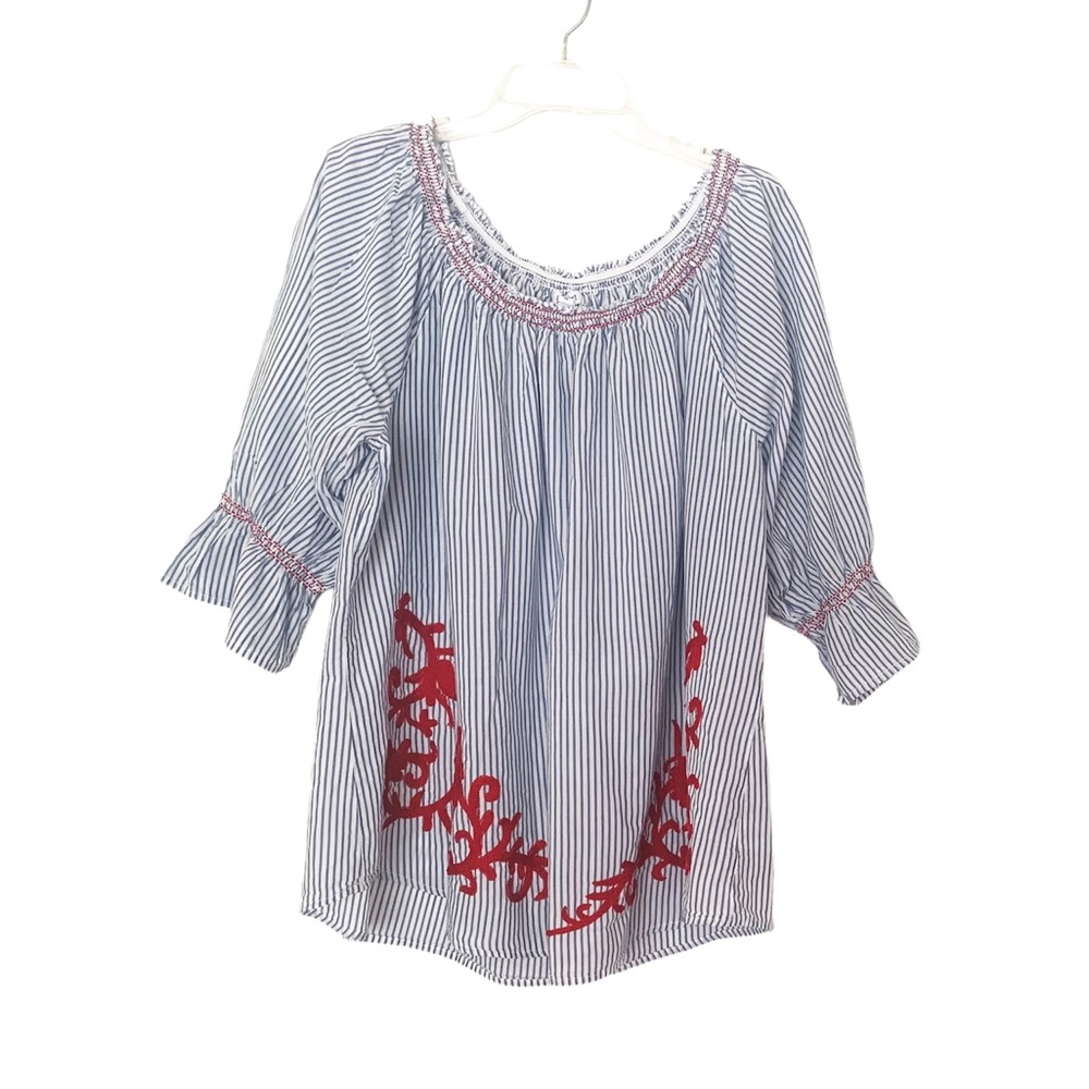 Westport Blue White Striped Top Size 3X
